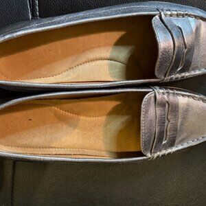 Ralph Lauren metallic silver loafers